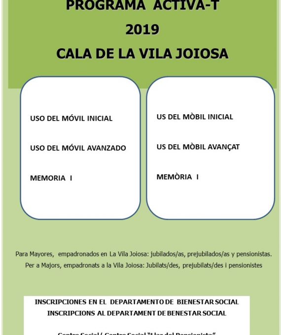 La Vila Joiosa organitza tallers del programa Activa- T per a persones majors en la Cala