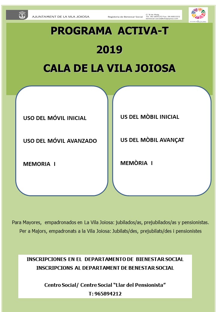 La Vila Joiosa organitza tallers del programa Activa- T per a persones majors en la Cala